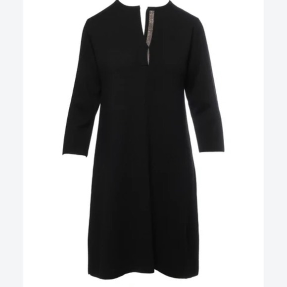 Fabiana Filippi Dresses & Skirts - Fabiana Filippi Wool Dress XXL Black Merino Long Sleeve Italy